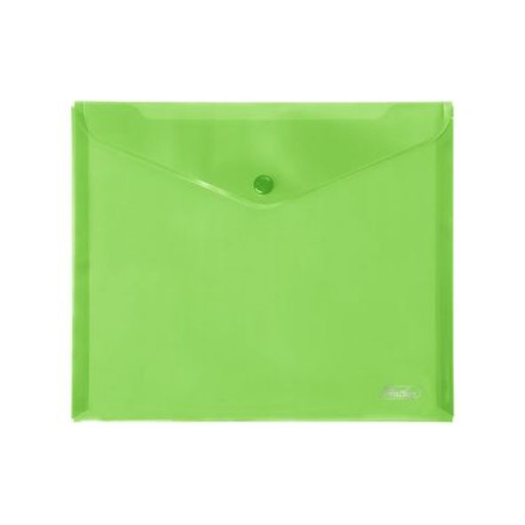 Папка-конверт Пластиковая на кнопке А5ф Hatber 180мкм Зеленая   243х210мм ( без ед штрихкода) , 